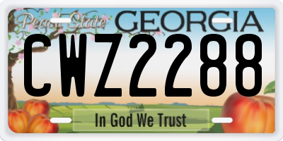 GA license plate CWZ2288
