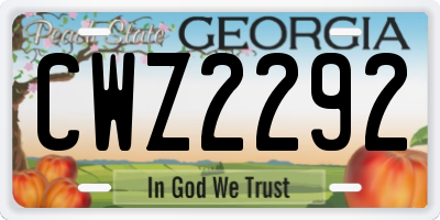 GA license plate CWZ2292