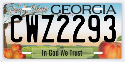 GA license plate CWZ2293