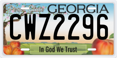 GA license plate CWZ2296