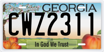 GA license plate CWZ2311