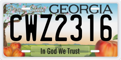 GA license plate CWZ2316