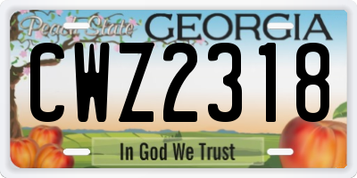 GA license plate CWZ2318