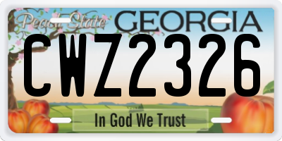 GA license plate CWZ2326