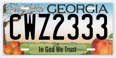 GA license plate CWZ2333