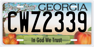 GA license plate CWZ2339