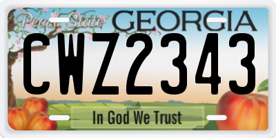 GA license plate CWZ2343
