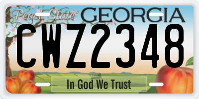 GA license plate CWZ2348