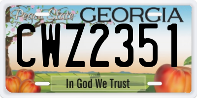 GA license plate CWZ2351