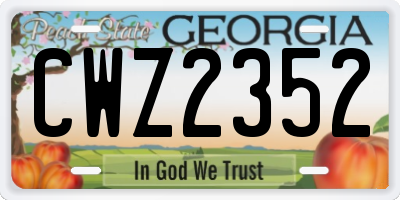 GA license plate CWZ2352