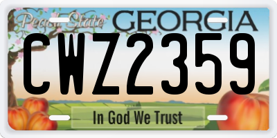 GA license plate CWZ2359