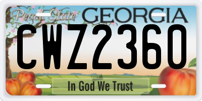 GA license plate CWZ2360