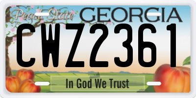 GA license plate CWZ2361
