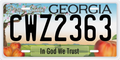 GA license plate CWZ2363