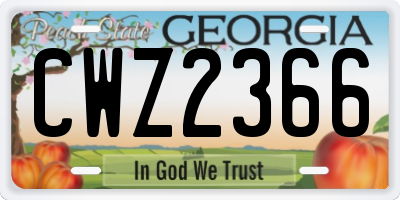 GA license plate CWZ2366