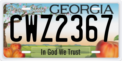 GA license plate CWZ2367