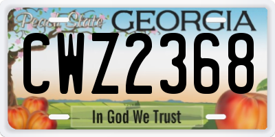 GA license plate CWZ2368