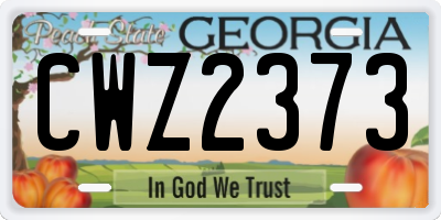 GA license plate CWZ2373
