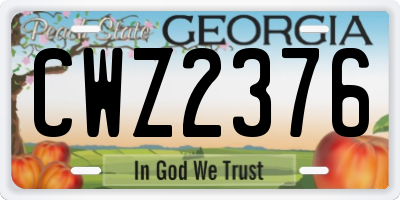GA license plate CWZ2376
