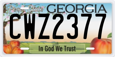 GA license plate CWZ2377