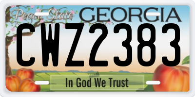 GA license plate CWZ2383