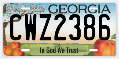 GA license plate CWZ2386