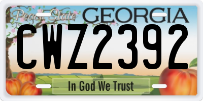 GA license plate CWZ2392
