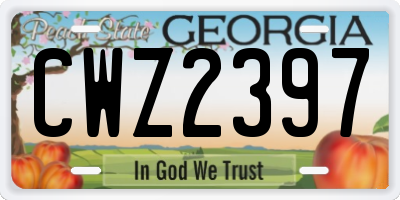 GA license plate CWZ2397