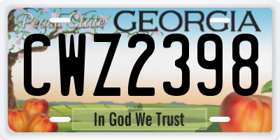 GA license plate CWZ2398