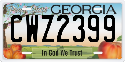GA license plate CWZ2399