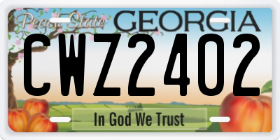 GA license plate CWZ2402