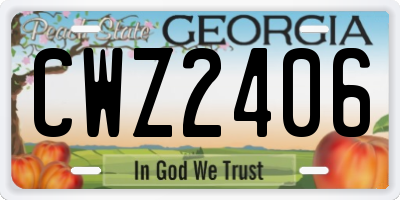 GA license plate CWZ2406