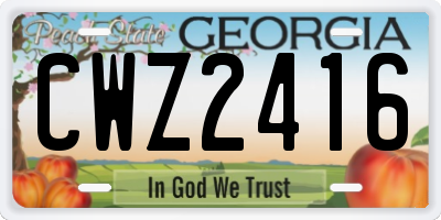 GA license plate CWZ2416