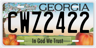 GA license plate CWZ2422