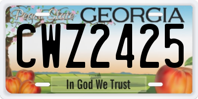 GA license plate CWZ2425