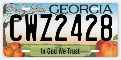 GA license plate CWZ2428