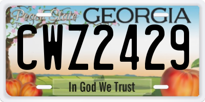 GA license plate CWZ2429