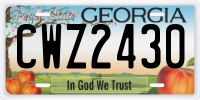 GA license plate CWZ2430