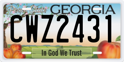 GA license plate CWZ2431