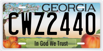 GA license plate CWZ2440