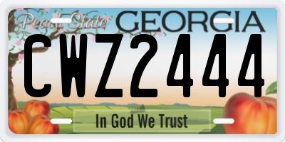 GA license plate CWZ2444