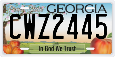 GA license plate CWZ2445