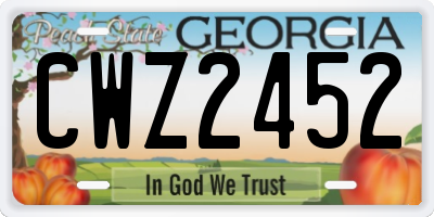 GA license plate CWZ2452