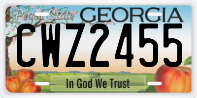 GA license plate CWZ2455