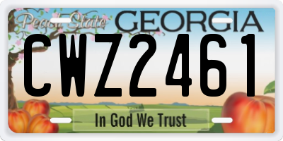 GA license plate CWZ2461