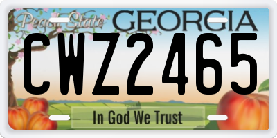GA license plate CWZ2465