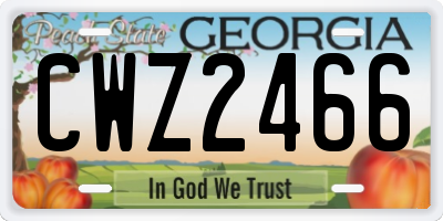 GA license plate CWZ2466