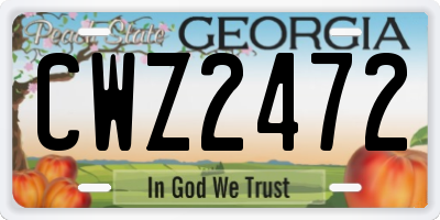 GA license plate CWZ2472
