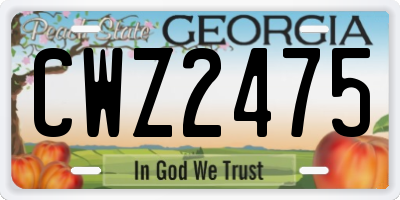 GA license plate CWZ2475