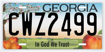 GA license plate CWZ2499